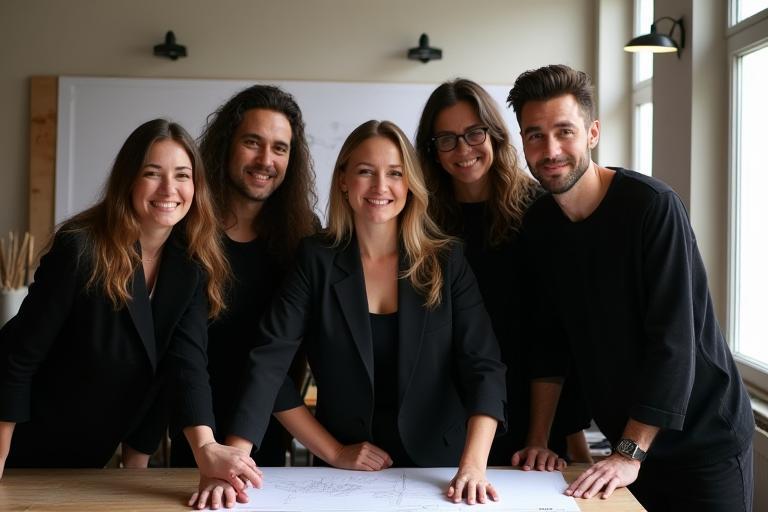The team at NoirBlanc Interiors in their Lyon studio