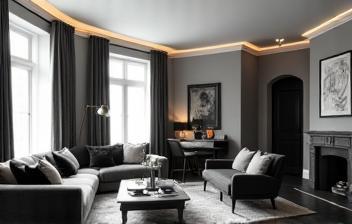 Renovated black and white apartment of Helene Durand
