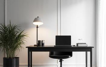 Minimalist home office designed by NoirBlanc for Samuel Bernard